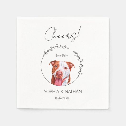 Serviette En Papier Chien Mariage simple Pit Bull Cocktail Napkins (Devant)