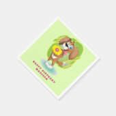 Serviette En Papier Chien mignon Et Fleur (Coin)