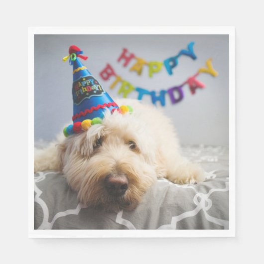 Serviette En Papier Chien mignon Joyeux serviettes d'anniversaire (Devant)