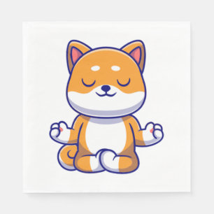 Serviette En Papier Chien mignon shiba inu faisant du yoga méditation