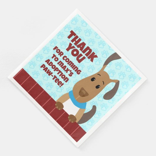 Serviette En Papier Chien mignon sur clôture Pet d'adoption Pawprints  (Coin)