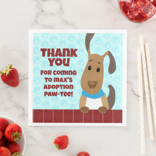 Serviette En Papier Chien mignon sur clôture Pet d'adoption Pawprints 