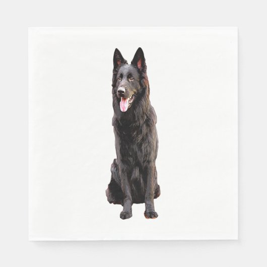 Serviette En Papier Chien noir berger allemand (Devant)