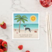 Serviette En Papier Chien Noir Et Blanc Iggy À La Plage Tropicale D'Ét (En situation)