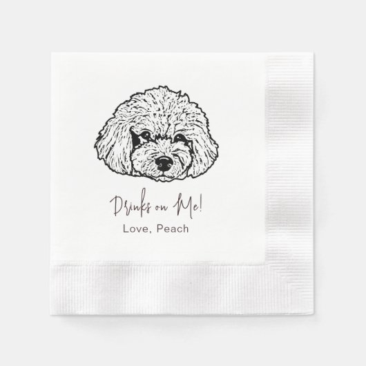 Serviette En Papier Chien noir et blanc Mariage personnalisé (Devant)