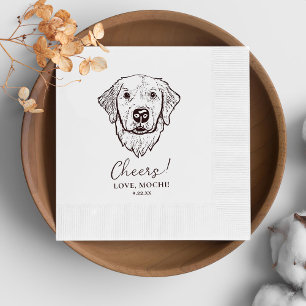 Serviette En Papier Chien noir et blanc Mariage personnalisé