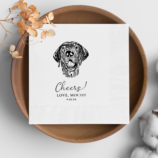 Serviette En Papier Chien noir et blanc Mariage personnalisé serviette