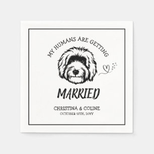 Serviette En Papier Chien noir et blanc Moderne Amusant Simple Mariage