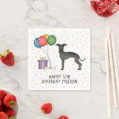 Serviette En Papier Chien noir italien Greyhound mignon - Joyeux anniv (En situation)