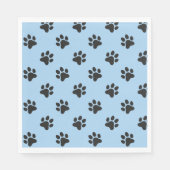 Serviette En Papier Chien noir mignon empreinte de patte bleu (Devant)