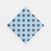 Serviette En Papier Chien noir mignon empreinte de patte bleu (Coin)