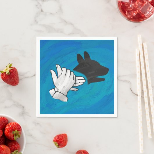 Serviette En Papier Chien Ombré sur bleu (En situation)