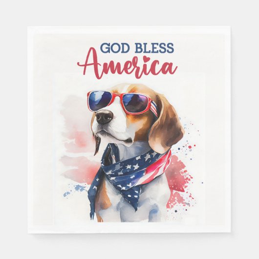 Serviette En Papier Chien patriote-Beagle (Devant)