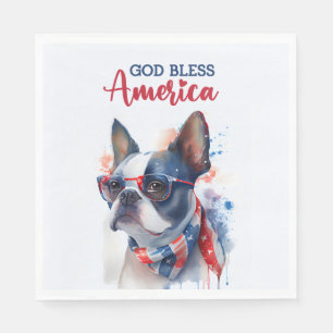 Serviette En Papier Chien patriote - Boston Terrier