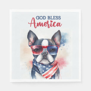 Serviette En Papier Chien patriote - Boston Terrier