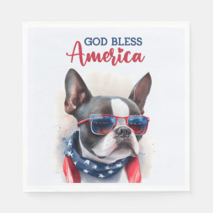 Serviette En Papier Chien patriote - Boston Terrier