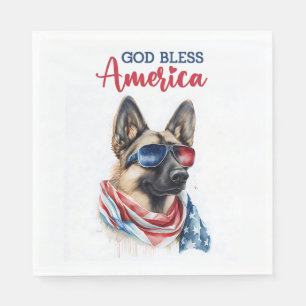 Serviette En Papier Chien Patriotique - Berger Allemand