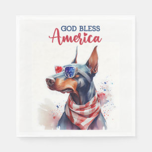 Serviette En Papier Chien Patriotique - Doberman