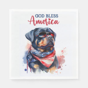 Serviette En Papier Chien Patriotique-Rottweiler