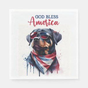 Serviette En Papier Chien Patriotique-Rottweiler
