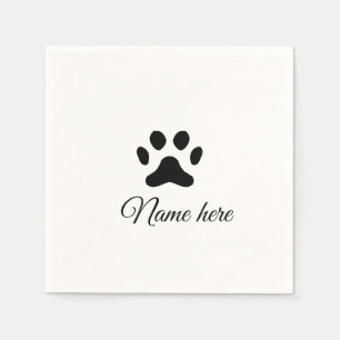 Serviette En Papier Chien patte noir animal ajouter nom texte animal p
