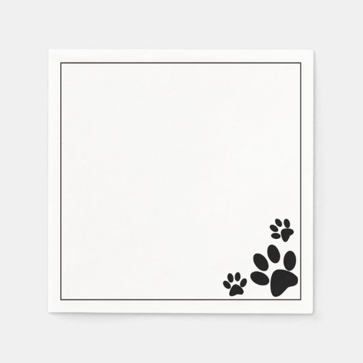 Serviette En Papier Chien Paws B&W (Devant)