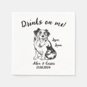 Serviette En Papier Chien Personnalisé Mariage Cocktail Napkin (Devant)