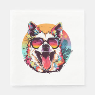 Serviette En Papier chien plage été chien chaise