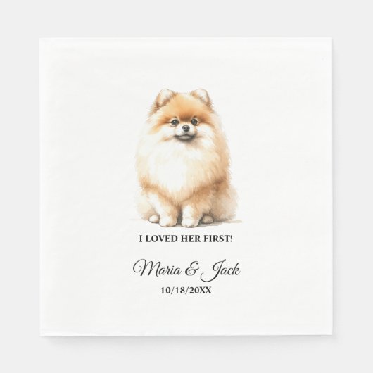 Serviette En Papier Chien Poméranien J'Aimais Son Premier Mariage (Devant)