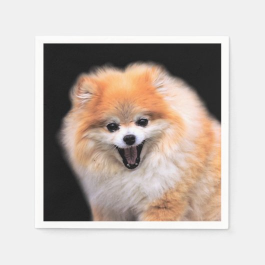 Serviette En Papier Chien Poméranien mignon riant (Devant)