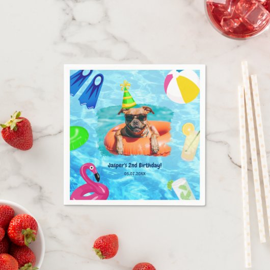 Serviette En Papier Chien Pool Party Chien Puppy Pawty Anniversaire (En situation)