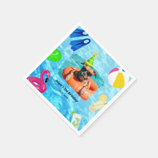 Serviette En Papier Chien Pool Party Chien Puppy Pawty Anniversaire (Coin)