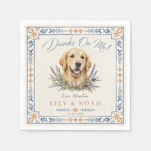 Serviette En Papier Chien Retriever doré personnalisé Mariage italien
