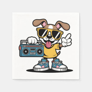 Serviette En Papier Chien rétro hip hop : Chiot de dessin animé cool