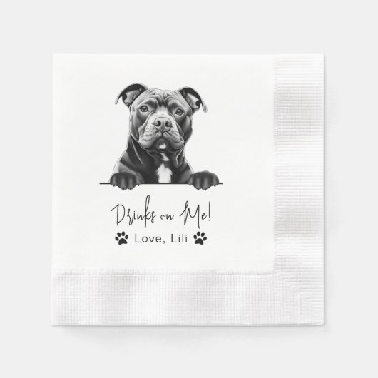 Serviette En Papier Chien robuste Dessin Personnalisé Boissons Sur Moi (Devant)