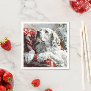 Serviette En Papier Chien Setter Anglais Fête de Noël