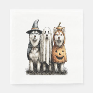 Serviette En Papier Chien sibérien Husky Ghost d'Halloween