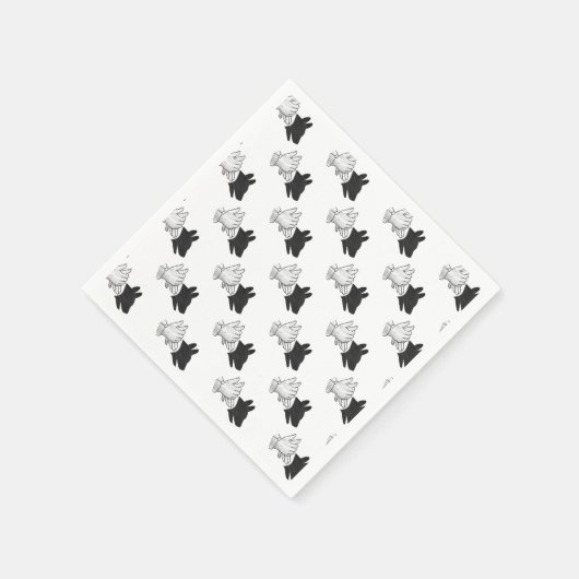 Serviette En Papier Chien Silhouette main (Coin)