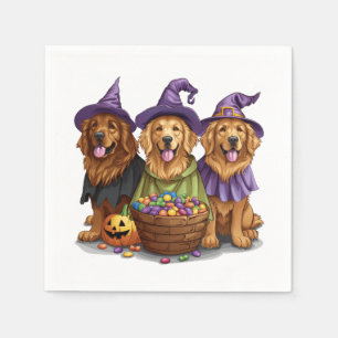Serviette En Papier Chien sorcière Retriever doré Halloween