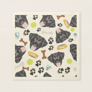 Serviette En Papier Chien souriant noir labrador