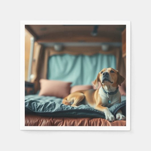 Serviette En Papier Chien sur Lit (Devant)