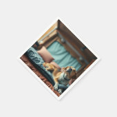 Serviette En Papier Chien sur Lit (Coin)