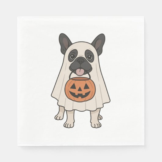 Serviette En Papier Chien-taureau français Fantôme de Chien d'Hallowee (Devant)