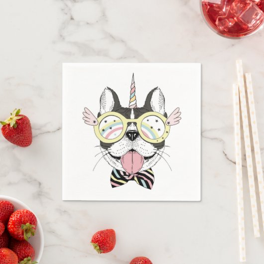 Serviette En Papier Chien-taureau français Unicorn (En situation)