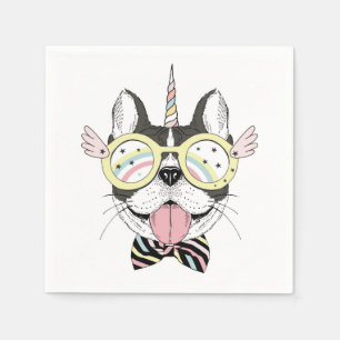 Serviette En Papier Chien-taureau français Unicorn