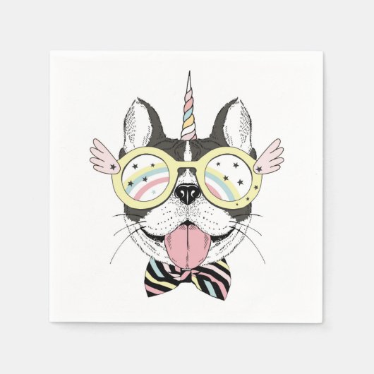 Serviette En Papier Chien-taureau français Unicorn (Devant)