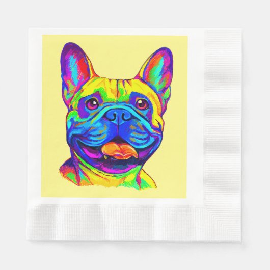 Serviette En Papier Chien-taureaux français en couleur (Devant)