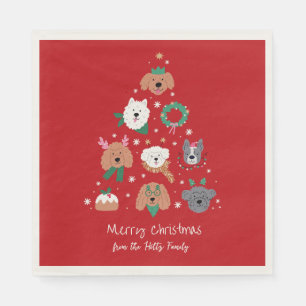 Serviette En Papier Chien Thème Rouge Noël