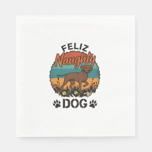 Serviette En Papier Chien Vilain Feliz Brun Soleil Rétro Empreintes de