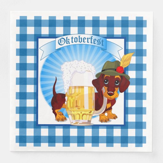 Serviette En Papier Chien Weiner de l'Oktoberfest (Devant)